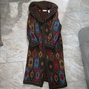 Oscar De La Renta authentic patterned wool jacket with buttons, reversible.